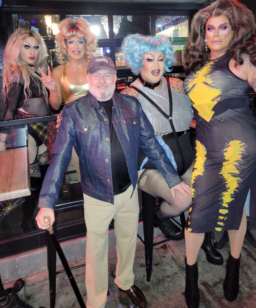 Ben Cable with Rosco's drag performers, West Hollywood CA